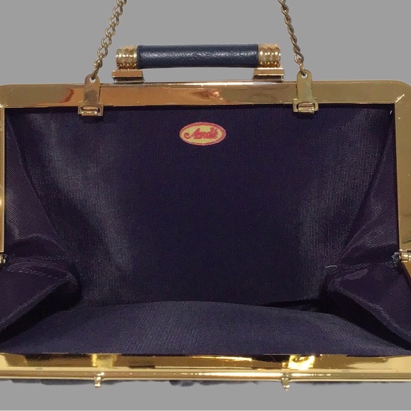 Vintage Ande Blue Faux Leather Frame Purse, 1960-70s - Picture 9 of 11